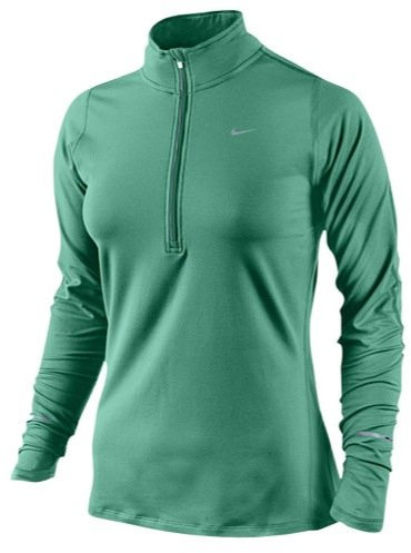 Nike Women's Element 1/2 Zip Long Sleeve Top, Emerald Green / Reflective Silver, X-Small