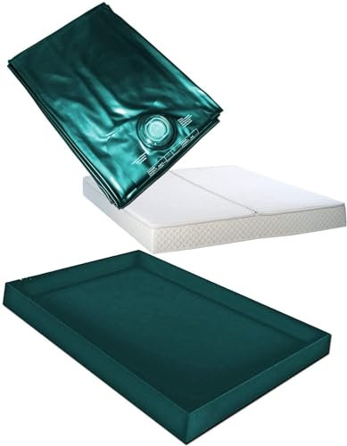 Hardside Wasserbetten Wasserkern Wasserbettmatratze Wasserbett Matratze Mono UNO + Sicherheitswanne Auslaufwanne Wanne Standup Liner + Bezug Auflage Rundumbezug (153 x 213 cm F4 (Queensize))