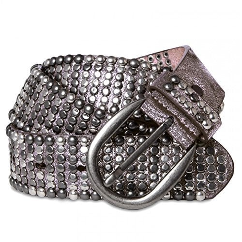 Caspar GU278 breiter Damen Vintage Nietengürtel, Gürtelgröße:90, Farbe:lila braun metallic