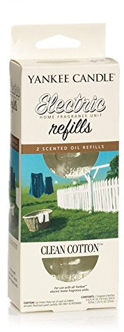 Yankee Candle Clean Cotton Scent Plug Refills, White, EHF Twin Pack