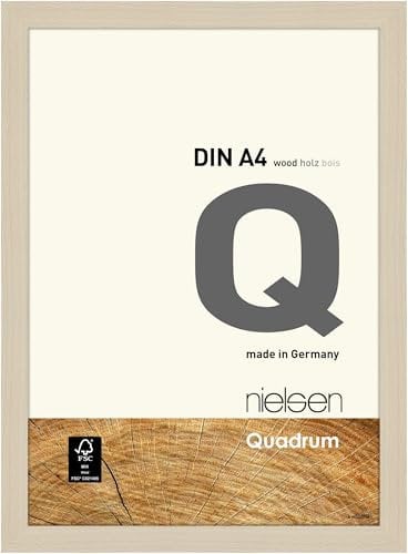 nielsen Bilderrahmen, 21 x 29,7 cm (A4), Holz, Ahorn, Dokumentenrahmen zum Aufhängen im Hoch- & Querformat, Echtglas, Quadrum