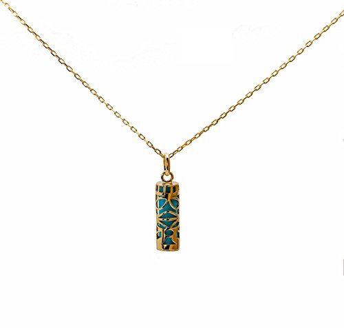 ASCALIDO Halskette mit Anhänger Amulett Glücksbringer Tahitian TIKI Weisheit und Kette 50 cm echt vergoldet 18 K Türkis mit Geschenkbox, Gold, Ohne Stein