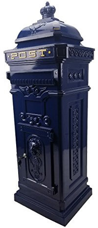 Post Box/Mail Box Freestanding Cast Aluminium Letter Box in Colbalt Blue