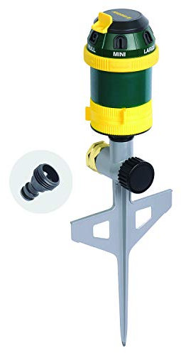 Melnor 65065-AMZ 6 Pattern Turbo Rotary Sprinkler with QuickConnect Product Adapter Set, Green, Yellow, Black