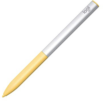 Logitech Pen USI-Stift für Chromebook Wiederaufladbarer USI-Stift Entwickelt für Lernanwendungen, Zertifiziert „Funktioniert mit Chromebook“, Kein Pairing, Weicher, rutschfester Griff - Silber/Gelb