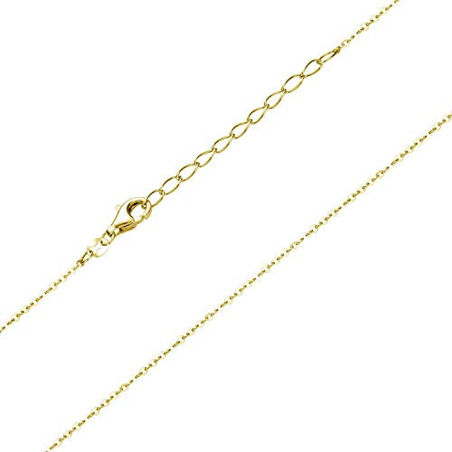 Materia Gold Kinderkette Mädchen 1,2mm - 925 Silber Halskette Kette vergoldet 36-40cm verstellbar K108
