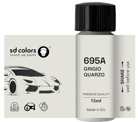 SD COLORS GRIGIO QUARZO 695A 695/A KAJ PAJ Nueva pintura de retoque 15 ML REPARACIÓN CHIP CHIP CEPILLO COLOR CODE 695A 695/A KAJ PAJ GRIGIO QUARZO (sólo pintar)