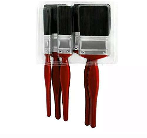 Bizwizz 5pc Professional Paint Brushes with No Loss of Bristle Paintbrush Heads 5 Piece Pack Set, Studio Craft & Technique for Architects Red Handle
