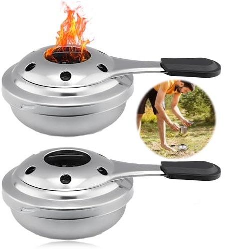 2 pcs Pentola per alcol, Fornello ad Alcool, Fornello ad Alcool in Acciaio Inox per Esterni, Campeggio, Barbecue, Riscaldamento di Alimenti, Hot Pot