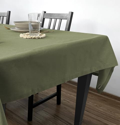 Rollmayer Hersteller Tischdecke Tischtuch Tischwäsche Gastronomie Kollektion Velvet Uni einfarbig pflegeleicht waschbar(Olivgrün 21, 100x100cm) Größe & 5 Farben wählbar, für Wohnungen und Hotels