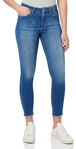 ONLY Damen ONLBLUSH Life MID SK ANK RAW REA403 NOOS Jeans, Medium Blue Denim, 34 (X-Small)