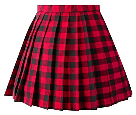 Aeslech Damen Plaid Faltenrock Skaterrock Mädchen Hohe Taille Schuluniform Schulrock