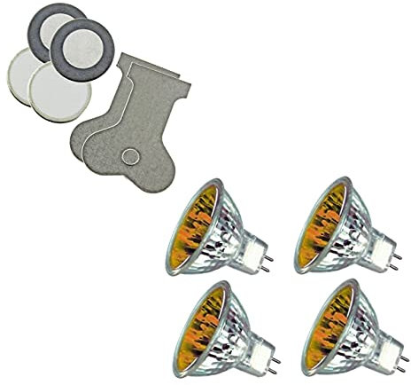 bartyspares 4 x Glass Transducer Disks & 4 x Lamps for DIMPLEX Opti-Myst Electric Fire Heater