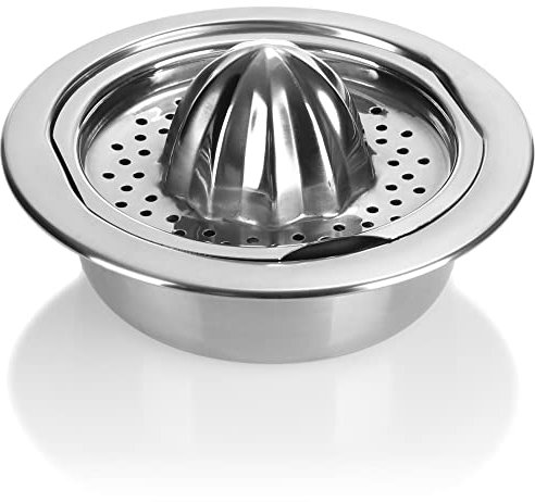 COM-FOUR® Exprimidor de cítricos de acero inoxidable - exprimidor de frutas - exprimidor manual para la cocina (Prensa de cítricos de 1 pieza de acero inoxidable)