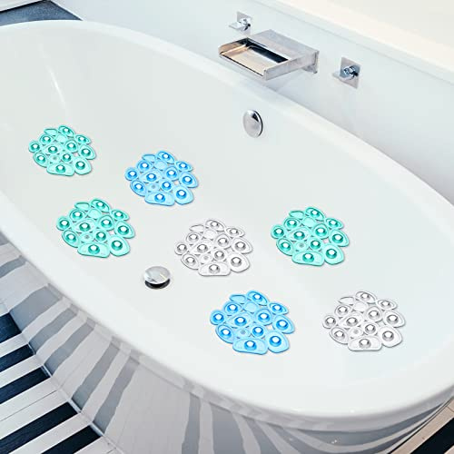 Riakrum 12 Pcs Non Slip Bathtub Stickers Pebble, Green, Blue, Transparent