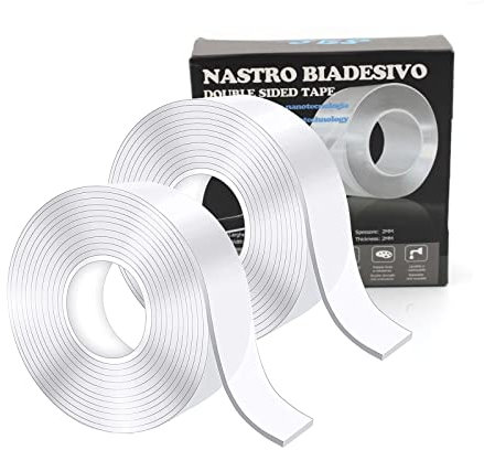 S.I.C. - Extra starkes doppelseitiges Nano-Klebeband, 3 m x 3 cm x 2 mm, waschbares, klares, dünnes Nano-Klebeband, multifunktional für Wand, Zuhause, Büro, 3M (2)