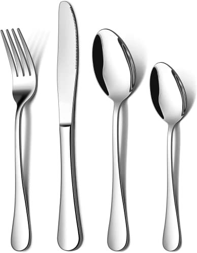 PANYI 4 Pcs Ensemble De Couverts en Acier inoxydable Forgé, Acier De Qualité Alimentaire Poli Miroir, Ensemble De Couverts à Steak, Parfait Pour La Maison, Le Pestaurant, L'hôtel, Le Camping