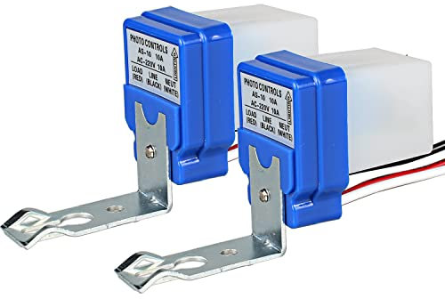 JIQI 2 interruptores crepusculares con sensor crepuscular de 220 V CA 10 A, automático, interruptor de luz de calle, fotocélula, sensor de luz, interruptor de control de luz para exteriores