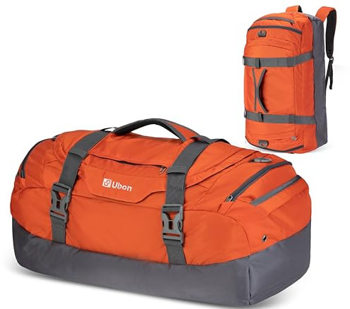 Ubon Reisetasche Größe 80L Übergroßes Handtasche mit Laptopfach Belüftetes Kompressionsriemen Duffle Bag Praktische Wanderrucksäcke für Urlaub und Sport Camping Strand Ausflüge Orange
