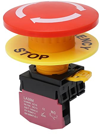 STARELO 22MM 1NC Big Head Red Fungo Emergenza Stop Chiusura Pulsante Interruttore Normalmente Chiuso Interruttore di arresto di sicurezza 10A 660V IP40 (LA38M-01ZS-60).