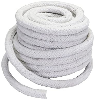 YTGZS Corde en Fibre de Céramique Joint Plat Tressé Corde en Fibre de Céramique 1260℃ Bande d'étanchéité de Porte de Four,Tour Longueur 3m,Diameter 14mm