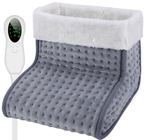 DEWEL Chauffe-pieds électrique avec doublure intérieure lavable, chauffage des pieds avec 10 niveaux de température réglables et avec minuterie intelligente protection contre la surchauffe