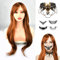 EKKONG Halloween Perücken Damen, Perücke Braun Lang Karneval Perücken Frauen Lockig mit Choker und Totenkopf Aufkleber für Cosplay, Tägliches Tragen, Party