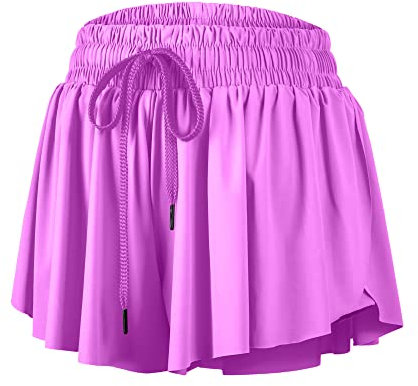 Blaosn Short athlétique fluide pour femme pour gym, yoga, entraînement, course à pied, tennis, jupe-short confortable, vêtements mignons, vêtements d'été décontractés, Rose d'eau, Taille XS