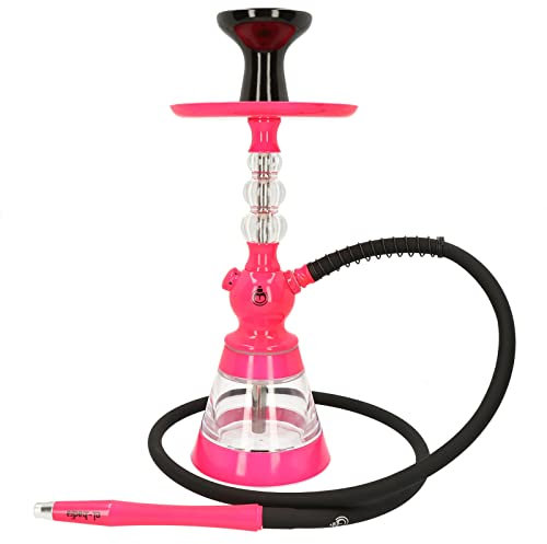 Chicha EL-BADIA® CELESTE – 45 cm – Chicha Légère avec Vase Acrylique, Tuyau Silicone, Manche Métal & Foyer Phunnel – Design Iconique et Couleurs Tendance (Acid Pink)