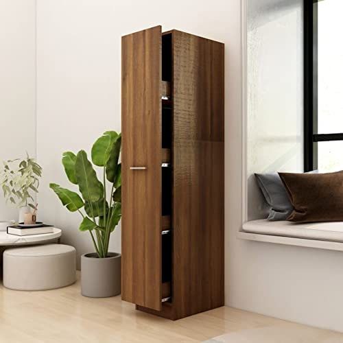 Tidyard Apothekerschrank Medizinschränke Ausziehschrank Aufbewahrung Allzweckschrank Mehrzweckschrank Medikamentenschrank Medizinschrank Hausapotheke Braun Eichen-Optik 30x42,5x150cm Holzwerkstoff