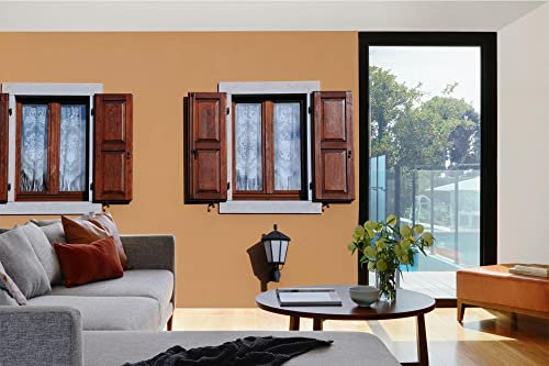 Vlies Fototapete FENSTER MIT FENSTERLÄDEN 375 x 250 cm (inkl. Kleister) - Vlies Tapete, Wandtapete, Wandbilder - Tapete für Wohnzimmer Schlafzimmer, Büro, Küche - Montagefertig