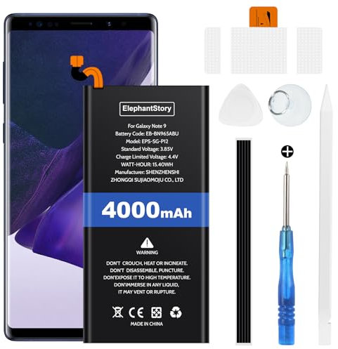 Battery for Galaxy Note 9 SM-N960F 4000mAh Battery Code EB-BN965ABU Li-Polymer Replacement Battery with Repair Tool Kit