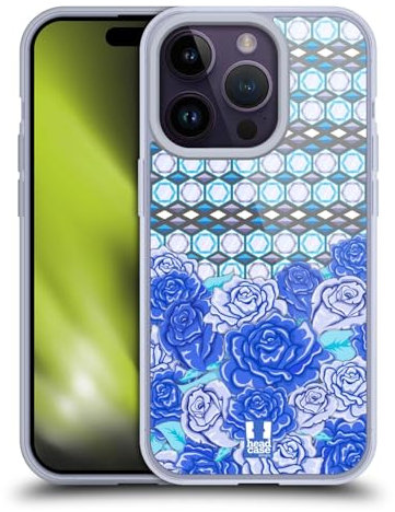 Head Case Designs Indigo Azul Floral Caso de Gel Suave Compatible con Apple iPhone 14 Pro