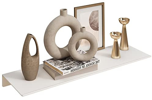 JOOM Kleines Schweberegal aus Metall - Wandregal aus Metall, schwarzes schwebendes Regal, kleines Badezimmerregal, Ausstellungsregale für die Wandaufbewahrung (Weiß, 40,6 cm)
