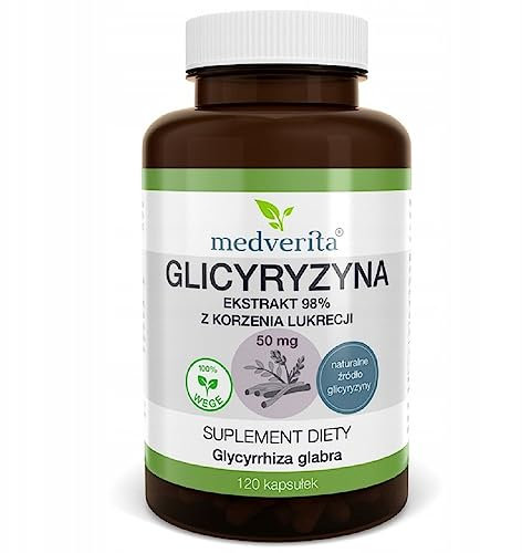 Medverita - Glycyrrhizin - 98% Süßholzwurzel-Extrakt 50mg - Stärkt das Verdauungssystem - Natürliche Quelle von Glycyrrhizin - Nahrungsergänzungsmittel mit Pflanzenextrakten - 120 kapseln