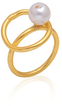 Veracity Jewelry Pearl Rings For Women Girls - 18k Gold Plated Rings - June Birthstone Handmade Jewellery - Gift For Her Birthday Anniversary Wife Mom Girlfriend Sister