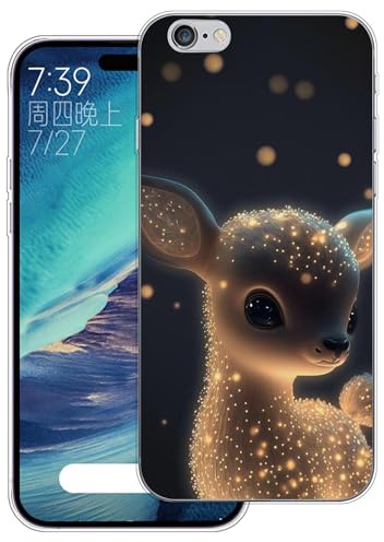 WUACYEAMING Hülle für iPhone 6 / 6S,Aesthetic Motiv Weiche Silikon Muster TPU Bumper Stoßfest Schutzhülle Transparent Mädchen mit Cover HandyHülle case Pattern-(Kleiner Hirsch)