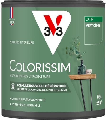 V33 Peinture multi-supports Colorissim® Vert cèdre satin 0,5L