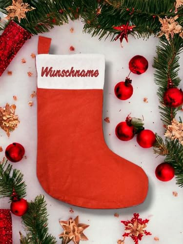 Generisch Weihnachten Nikolausstiefel mit Namen Bestickt personalisiert Weihnachtsstrumpf mit Aufhänger