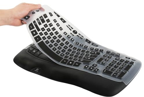 Keyboard Cover Skin for Logitech K350 MK550 MK570 Wireless Wave Ergonomic Keyboard,Silicone Keyboard Protective Accessories for Logitech K350 MK550 MK570,Anti-Dust/Waterproof/Utra-Thin