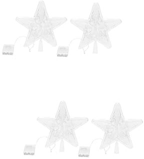 UKCOCO 4 Stück 10 Beleuchtete Christbaumspitzen Led-weihnachtsbaumspitze Beleuchtete Baumspitze Stern Baumkrone Weihnachtsbaumkrone Licht Aufleuchten Gartenbeleuchtung Bankett Pentagon