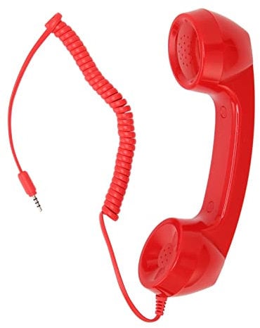 Fabater Retro Hörer, 3,5 mm Universal Vintage Retro Telefonhörer, Old School Handy Empfänger, Handy Hörer für Telefon, Strahlungssicher (Rot)