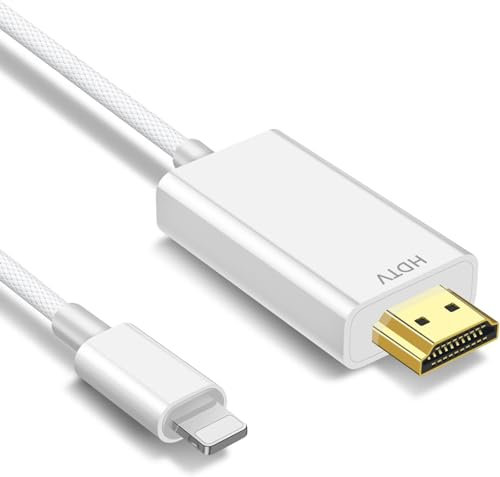 NCGGY Light ning to HDMI Adapter Cabl e,HDMI Cable for i-Phone,3M 1080P Digital AV Adapter Sync Screen Connector Cable Compatible for Phone 14 13 12 11 XS i-Pad to HDTV Projector Monitor