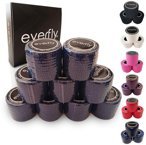 EVERFLY Tape Crossfit - 3 Rollen 5cm x 4,5m - Sportbandage - Hook Grip Daumen und Finger - Selbstklebender Verband - Flexibles Schutzband - Klebeband für Gewichte (9, Blau)