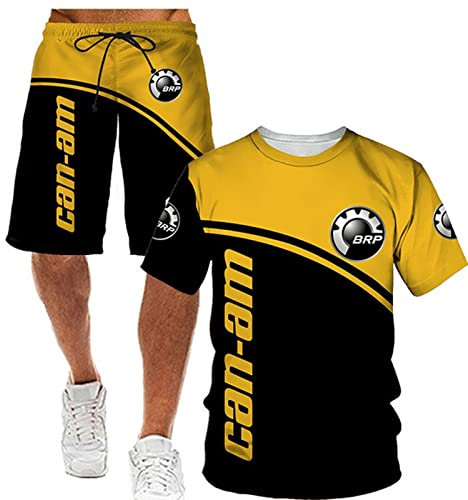 DKDAHIO Herren Trainingsanzug T-Shirts Shorts Set für Can-am 3D Kurzarm Shorts Casual Jogging Set T-Shirt Top 2-teiliger Anzug-K||M