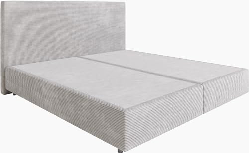 DELIFE Boxspringgestell Dream-Well Cord Silbergrau 200x200 cm
