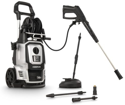 Powerplus Elektrischer Hochdruckreiniger POWXG90421-2200 Watt Terrassenreiniger, Start/Stopp-Funktion, Max. 170 Bar Druck und 50°C Temperatur, 8 m Schlauch und Zubehör inbegriffen