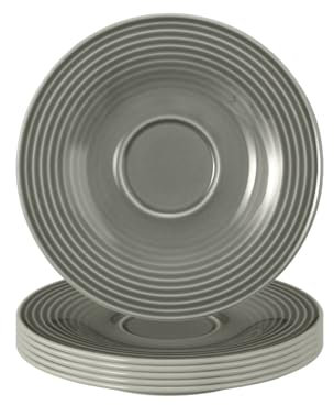 Seltmann Weiden Beat Color Glaze Kombi-Untertassen klein 6er Set | ø 13,7 cm | Passende Untertassen für Espressotasse (110 ml) und Teetasse (140 ml) | Rillenrelief | Porzellan | Perlgrau