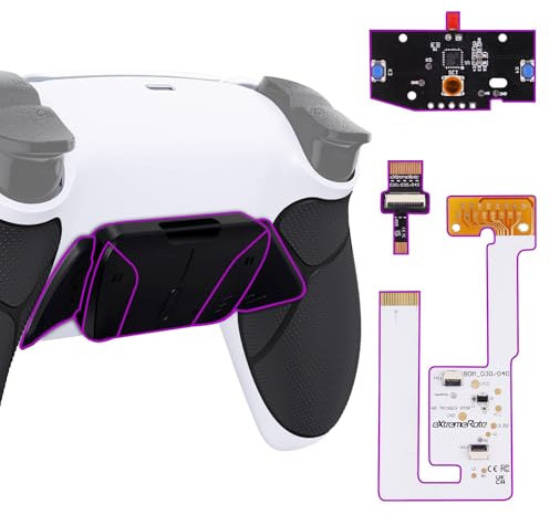 eXtremeRate Rise4 V3 Remap Kit Programmabile per ps5 Controller Joystick BDM-030/040/050,4 Tasti Aggiuntivi Palette Cover Posteriore Grip Gommato,Back Button Attachment per Joypad-Bianco