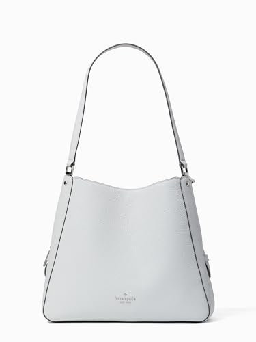 kate spade new york Damen Leila Pebbled Leather Medium Triple Compartment Shoulder Bag Umhängetasche, Mountain Grey